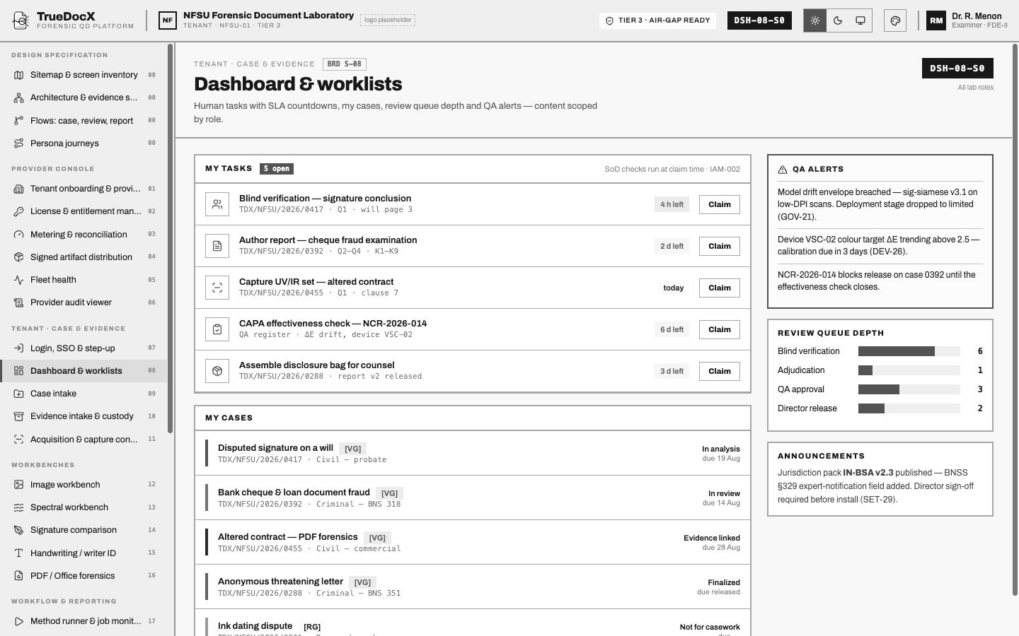 Case management dashboard